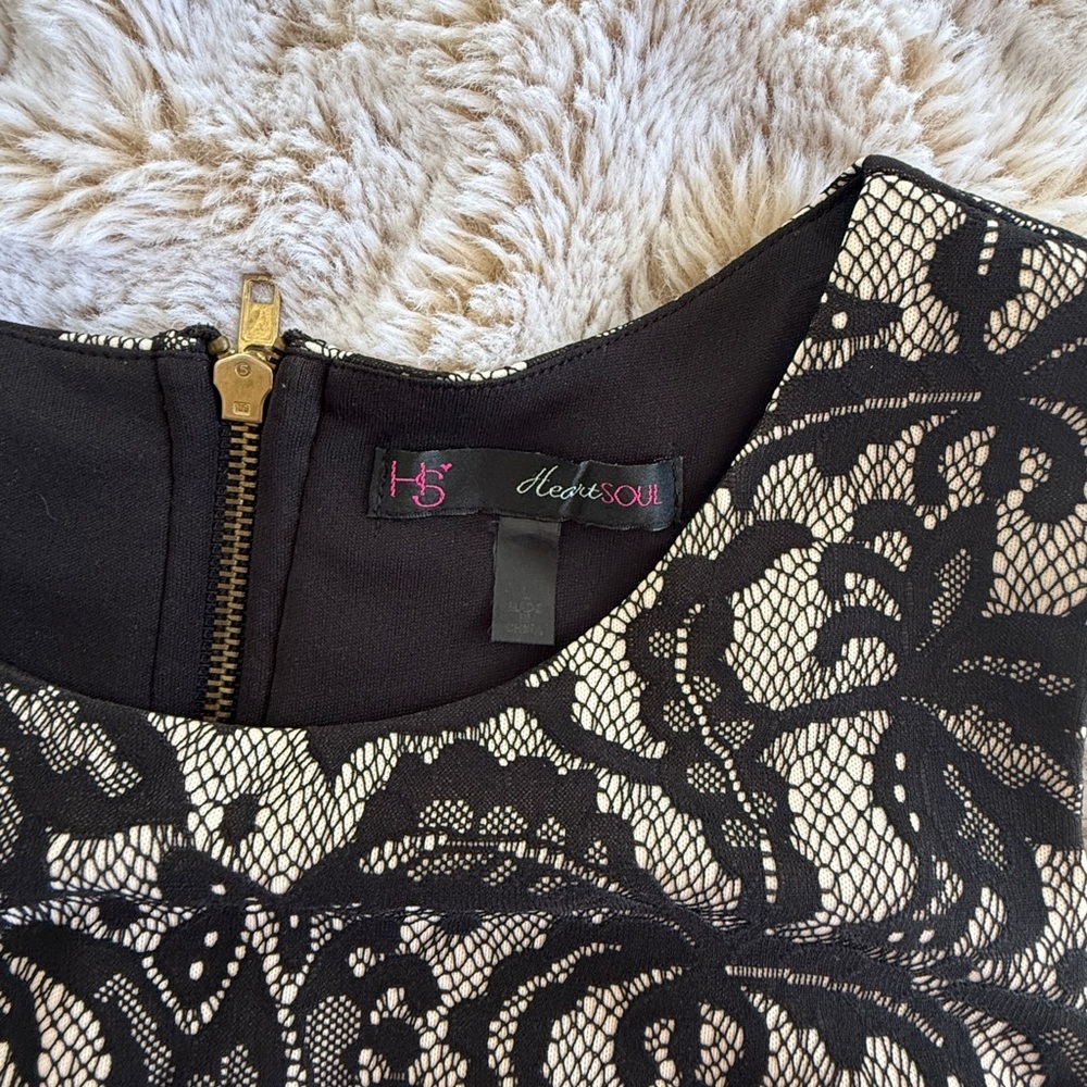 HEART SOUL SIZE M Elegant Black and cream Mini dress - Picture 2 of 11